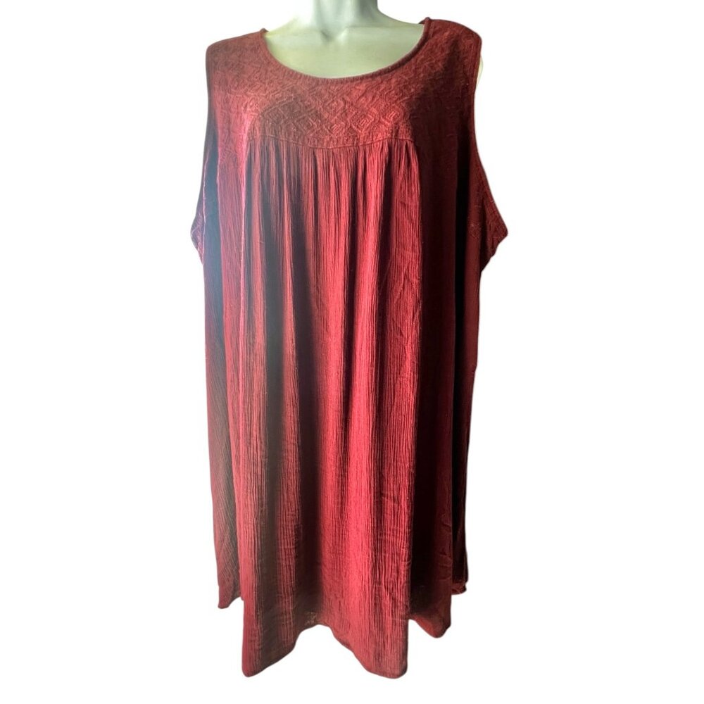 Womens 2X Maroon High/Low Dress By Ai  Diamond bodice Pattern Crinkle Fabric - Picture 2 of 16